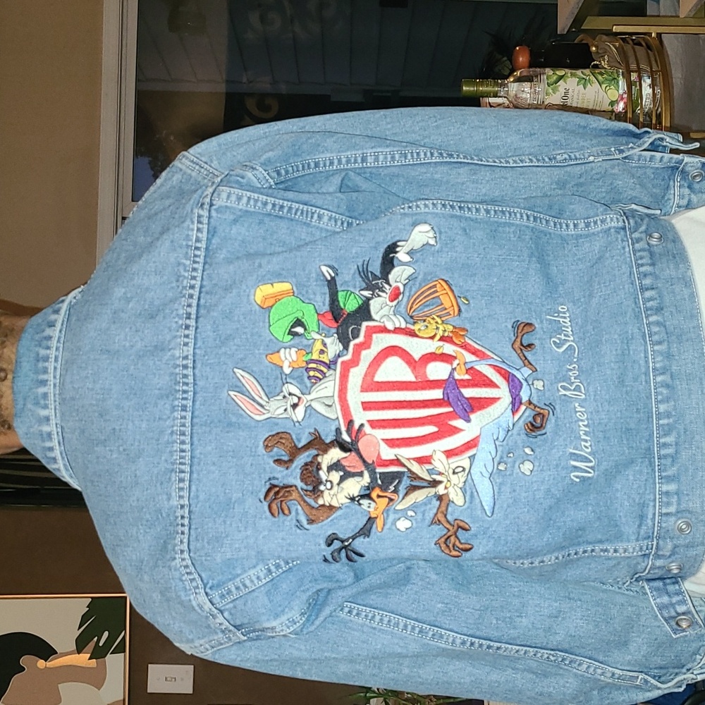 Embroidered Warner Brothers vintage Jean Jacket Retro 90s